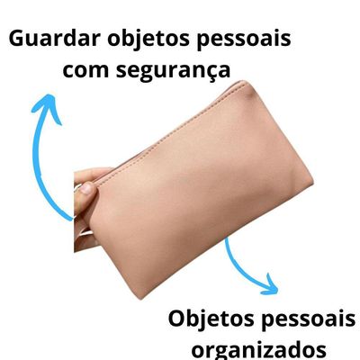 Necessaire Bolsinha Lisa De Mão Carteira Prática Com Fechamento à Zíper E Alça preto