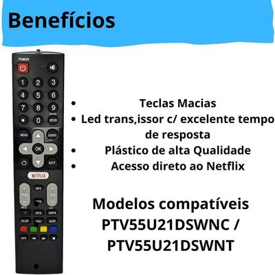 Kit Com 10 Controles Remotos Tv Philco Lcd-smart Preto Le-7054 Ptv55u21dswnc - Ptv55u21dswnt