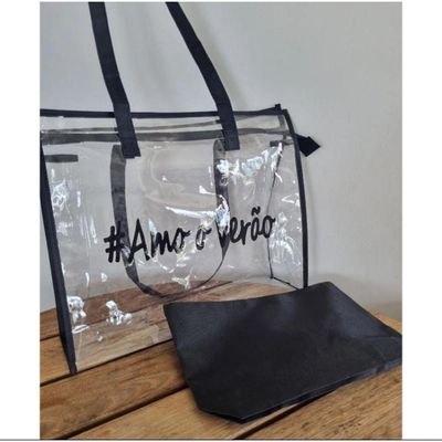Kit Bolsa Sacola Amo O Verão De Silicone Leve De Ombro Com Alça Confortável De Praia verde Escu