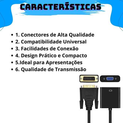 Kit 5 Conversores Adaptador Conector Dvi-d 24+1 Macho P- Vga 15 Pinos Fêmea