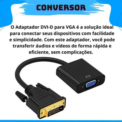 Kit 5 Conversores Adaptador Conector Dvi-d 24+1 Macho P- Vga 15 Pinos Fêmea