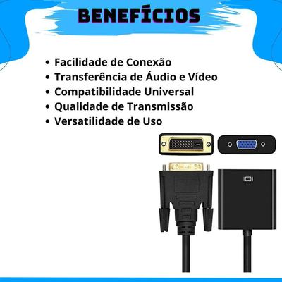 Kit 5 Conversores Adaptador Conector Dvi-d 24+1 Macho P- Vga 15 Pinos Fêmea