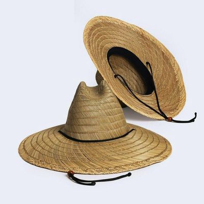 Chapéu Praia Palha Bambu Aba Larga Moda Surf Verão Praia Unissex