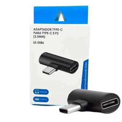 Adaptador Para Smartphone Celulares Tipo-c Para Tipo-c E P2 3.5mm Le-5586 Capa Bolsa Prova Dágua