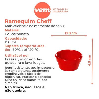 Ramequim Cheff 150ml Vermelho Em Policarbonato Linha Profissional Cook Vem