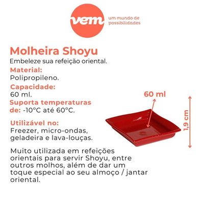 Molheira Shoyu Quadrada 60ml Laranja Em Polipropileno Linha Tropical Vem