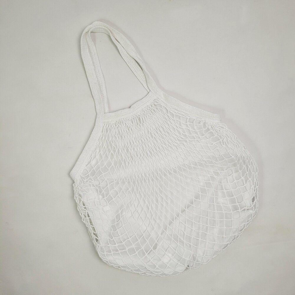 Bolsa De Praia Feminina Saco De Rede Macramê Verão Piscina Com Alça branco