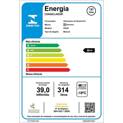 Freezer Horizontal Electrolux Cycle Defrost 314L Inverter Uma Porta (HI330) 127V