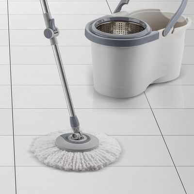 Mop Giratório Menalux com Cesto Inox e Refil Extra de Microfibra Não se aplica