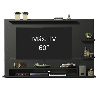 Painel Para Tv Até 60 Polegadas Madesa Alfa Com Nicho - Preto Preto