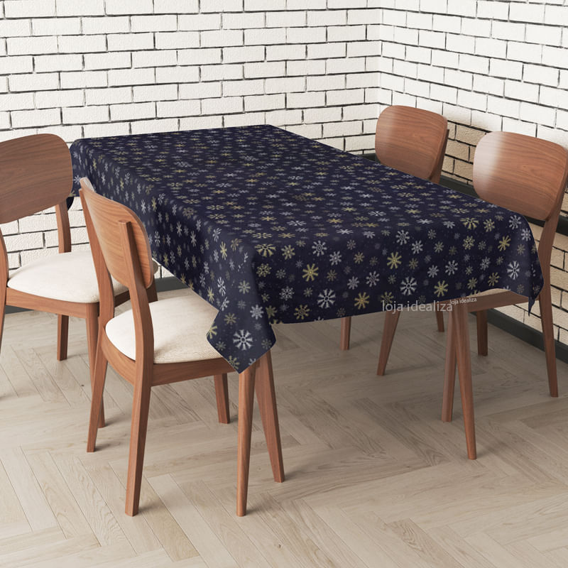 1 Toalha Mesa Festa TNT Estampado Natal Neve Az 140x140