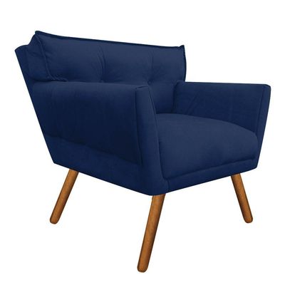 Kit 1 Namoradeira e 2 Poltronas Anitta Suede Azul Marinho
