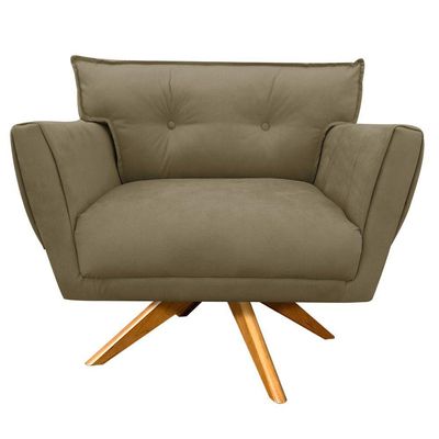 Kit 01 Namoradeira E 02 Poltronas Anitta Suede Marrom Rato