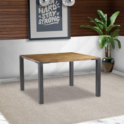 Mesa Sala de Jantar Cozinha Bladel Quadrada 120cm Grafite Madeira Maciça Rustic Brown - Gran Belo