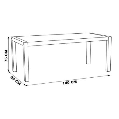 Mesa Sala de Jantar Cozinha Dumai 140cm Madeira Maciça Walnut Escovado - Gran Belo