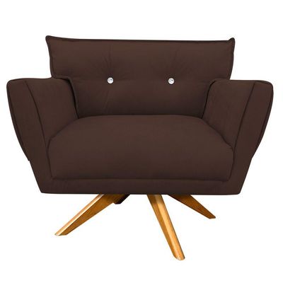 Kit 01 Namoradeira E 02 Poltronas Anitta Suede Marrom