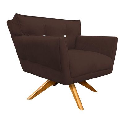 Kit 01 Namoradeira E 02 Poltronas Anitta Suede Marrom