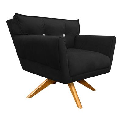 Kit 01 Namoradeira E 02 Poltronas Anitta Suede Preto