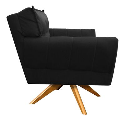 Kit 01 Namoradeira E 02 Poltronas Anitta Suede Preto
