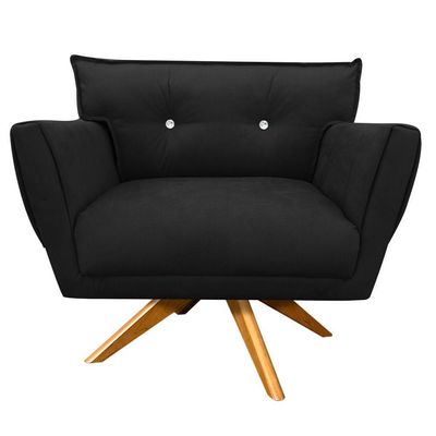 Kit 01 Namoradeira E 02 Poltronas Anitta Suede Preto