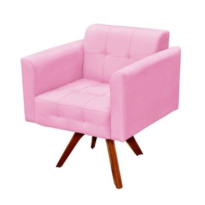 Kit 01 Namoradeira E 02 Poltronas Elisa Suede Rosa Bebê
