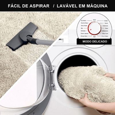Passadeira Quarto Felpudo Peludo Pérola Nude 60 X 180 Cm
