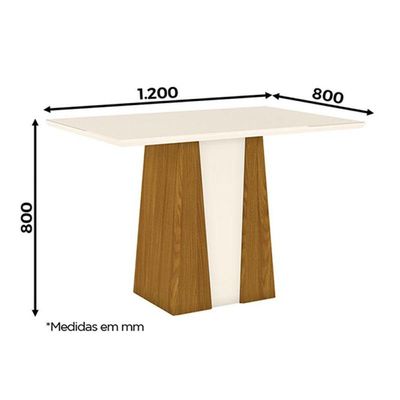Mesa De Jantar Orus 120 Cm Tampo Reto Nature Off White - Henn