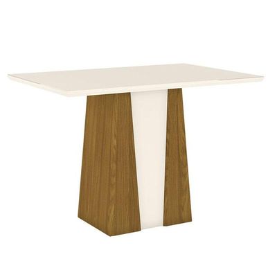 Mesa De Jantar Orus 120 Cm Tampo Reto Nature Off White - Henn
