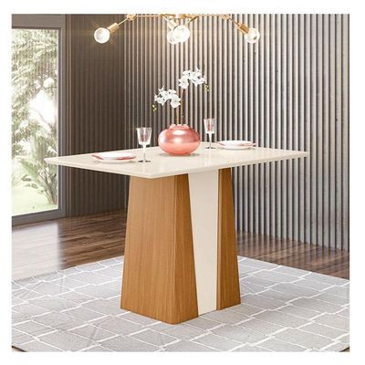 Mesa De Jantar Orus 120 Cm Tampo Reto Nature Off White - Henn