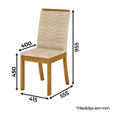 Cadeira Para Mesa De Jantar Dina Kit 04 Peças Linho - Henn