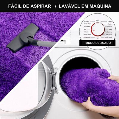 Tapete Sala Felpudo Peludo Roxo 120 X 200 Cm