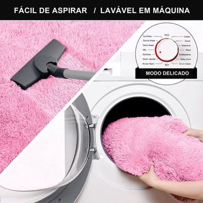 Tapete Sala Felpudo Peludo Rosa Bebe 100 X 120 Cm
