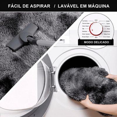 Tapete Sala Felpudo Peludo Mesclado Cinza Redondo 100 Cm