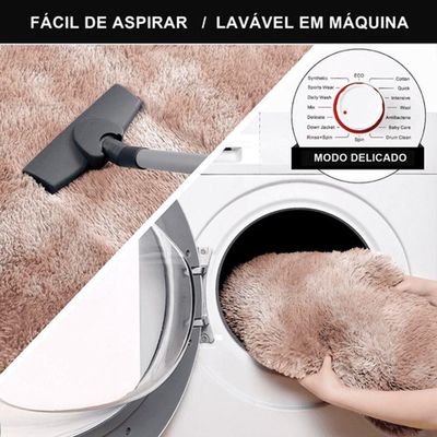 Tapete Sala Felpudo Peludo Mesclado Bege Redondo 60 Cm