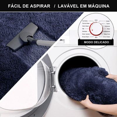 Tapete Sala Felpudo Peludo Cinza 100 X 120 Cm