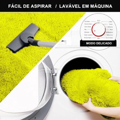 Tapete Sala Felpudo Peludo Amarelo 50 X 100 Cm