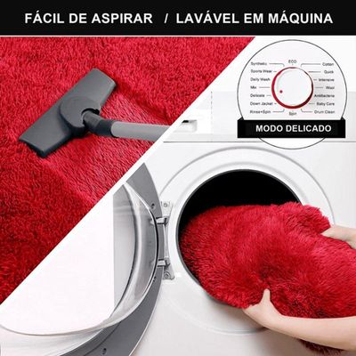 Passadeira Quarto Felpudo Peludo Vermelho 60 X 180 Cm