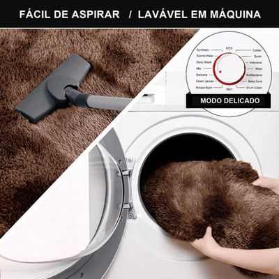 Passadeira Quarto Felpudo Peludo Mesclado Marrom 60 X 180 Cm