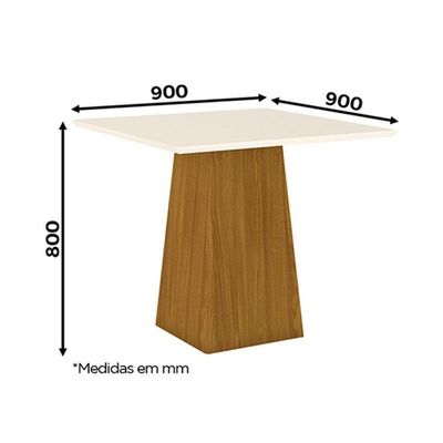 Mesa De Jantar Sarah 90 Cm Tampo Reto Nature Off White - Henn