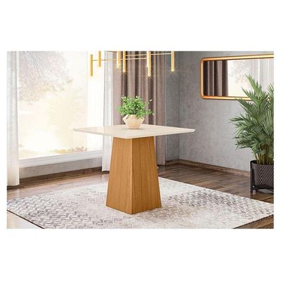 Mesa De Jantar Sarah 90 Cm Tampo Reto Nature Off White - Henn