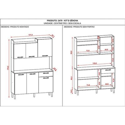 Kit Cozinha Ambiente Gênova 6 Portas Freijó Soft - Kits Paraná