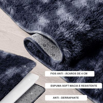 Jogo Kit Tapete Cozinha Anti Derrapante 3 Uni Mesclado Preto