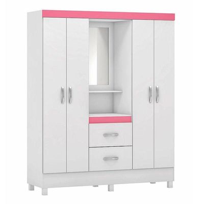 Guarda Roupa Infantil Lord Branco Rosa Flex - Demóbile