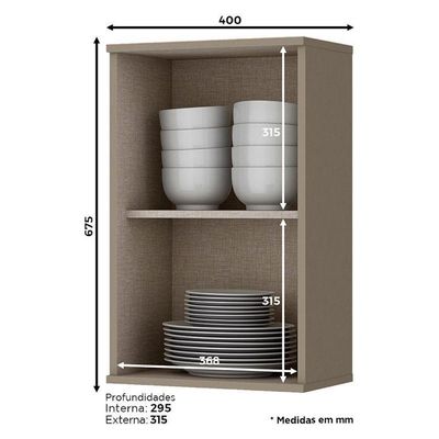 Armário Aéreo Connect 1 Porta 40 Cm Duna Cristal - Henn
