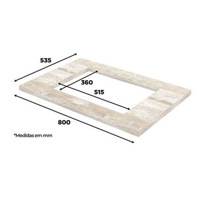 Balcão 2 Portas 80 Cm Nova York Branco Com Tampo Cooktop Calcare - Henn