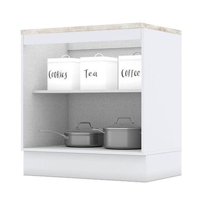 Balcão 2 Portas 80 Cm Nova York Branco Com Tampo Cooktop Calcare - Henn