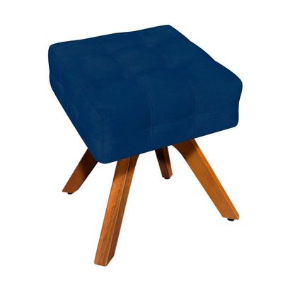Kit 01 Poltrona E 01 Puff Elisa Suede Azul Marinho