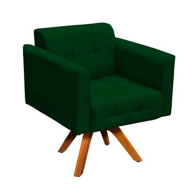 Kit 01 Poltrona E 01 Puff Elisa Suede Verde
