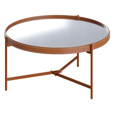 Mesa De Centro Ambiente Aqua Pequena Com Espelho Cobre - Imcal