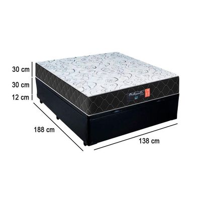 Cama Box Baú Casal + Colchão Semi Ortopédico Extra Firme Espuma D33 Prime Colchões 138x188x72 Preto